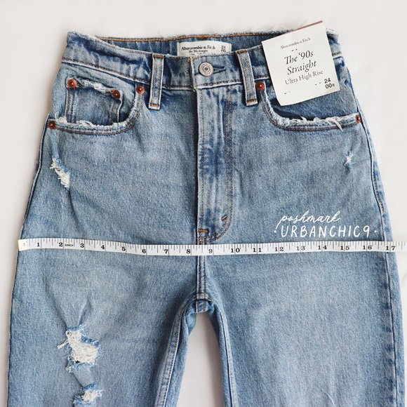 ABERCROMBIE 90s Ultra High Rise Straight Jean 24 - Picture 9 of 15